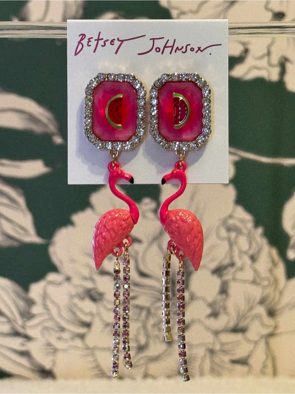 Betsey Johnson Pink Flamingo Drop Earrings NWT